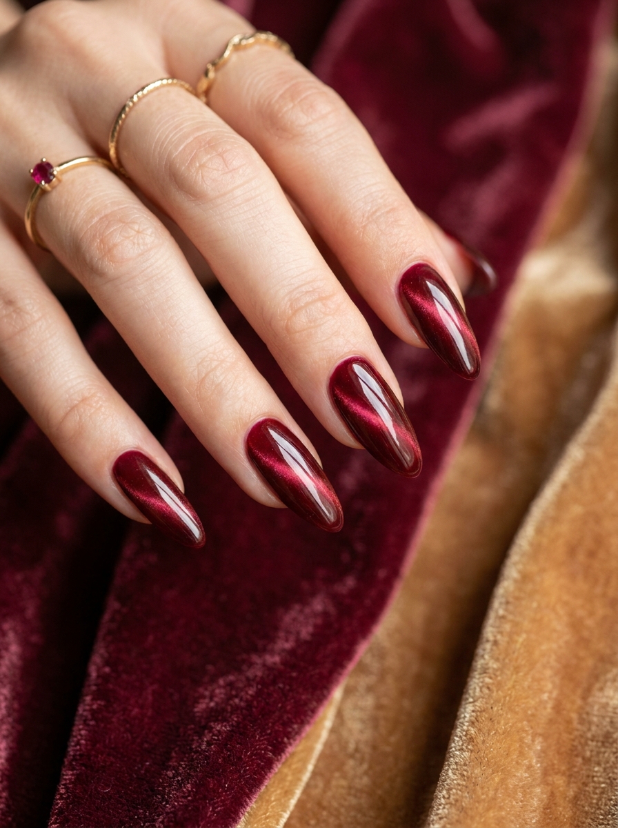 Kirschrote Cat Eye Nägel